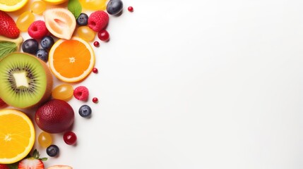 fruits on a light background with space for text