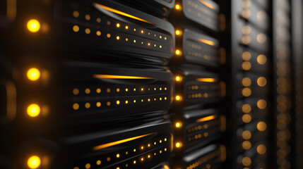big data black and gold server, connection background, network concept, internet visualisation, futuristic technology