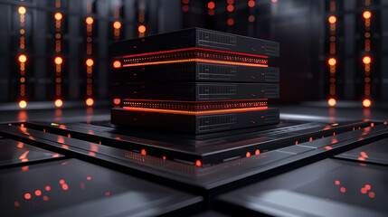 big data server, connection background, network concept, internet visualisation, black and orange futuristic technology
