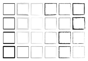 Hoja de iconos cuadrados con diferentes trazos de pincel