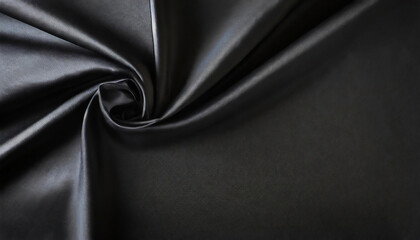 Black silk satin background. Soft folds on shiny fabric. luxury background - obrazy, fototapety, plakaty