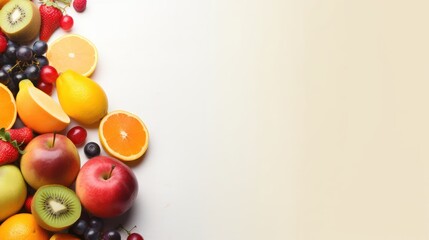 fruits on a light background with space for text