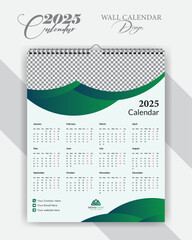 Creative Business wall calendar design 2025, Size 16/20 yearly calendar design with space for your image. wall calendar, cover template vector, advertisement creative.