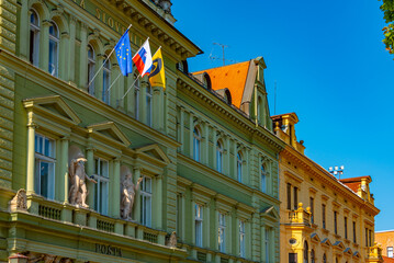 Colorful facade of a house in Maribor, Slovenia
