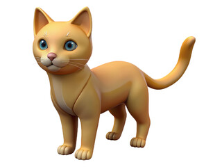 A Brown 3d cartoon cat standing on a transparent background