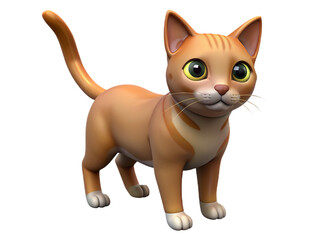 Obraz premium A Brown 3d cartoon cat standing on a transparent background
