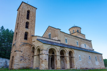 Obraz premium Sunset view of Sopocani monastery in Serbia