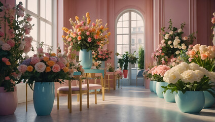 Fototapeta na wymiar interior of a beautiful flower shop assortment