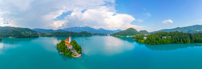 Aerial view of lake Bled in Slovenia © dudlajzov