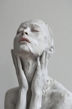 a person with white paint on her face