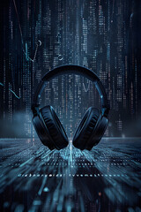 Conceptual Visualization of Music Streaming and MP3 Download - obrazy, fototapety, plakaty