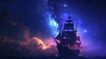 a ship in the water at night