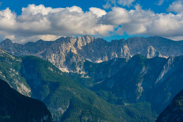 View over the Triglav national park from Supca viewpoint in Slovenia