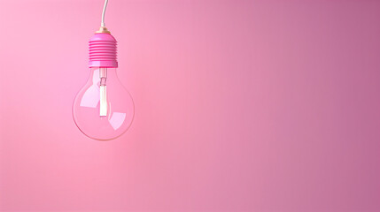 Creative Light Bulb on a Soft Pink Background, copy space