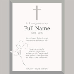 Card template with beige flower and cross