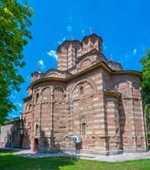 Ravanica monastery in Serbia during a sunny day