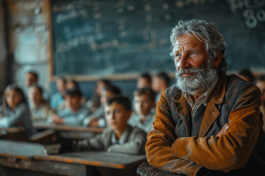 A fundamental principle being taught in a classroom, emphasizing the importance of education in society. Concept of knowledge dissemination. Generative Ai.