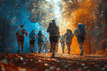 A significant achievement being celebrated in a sports competition, highlighting the importance of teamwork and sportsmanship. Concept of athletic excellence. Generative Ai.