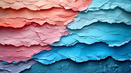 A background of colored paper with torn edges.