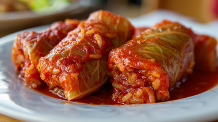 Delicious traditional bulgarian stuffed cabbage leaves - obrazy, fototapety, plakaty