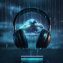 Conceptual Visualization of Music Streaming and MP3 Download - obrazy, fototapety, plakaty