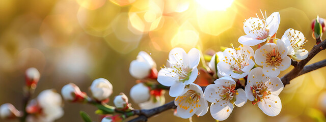 beautiful apple blossom close-up on the background - obrazy, fototapety, plakaty