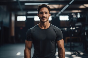 A close-up portrait of a young man in excellent physical shape, his toned muscles and vibrant energy evident. His athletic build and radiant smile reflect his commitment to fitness and well-being.