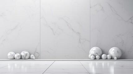 Luxury gray wall with marble ball on a floor with copy space area for product display and presentation background.