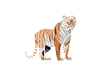 illustrazione di tigre su sfondo bianco - obrazy, fototapety, plakaty
