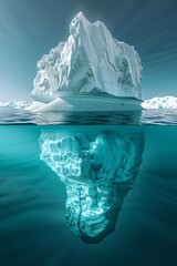 an iceberg sticking above the surface