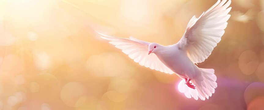 Winged dove with copy space, a representation of the New Testament Holy Spirit
