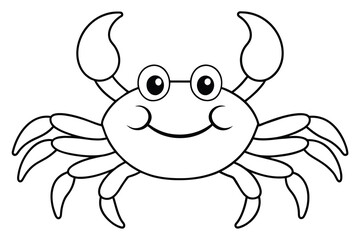 Cute crab cartoon, line art, vector illustration