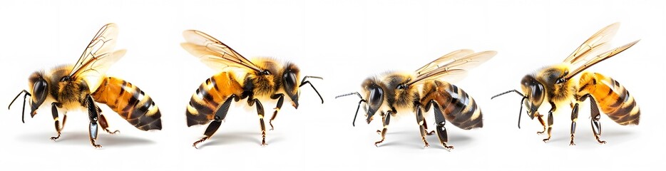 two bees on a white background - Powered by Adobe