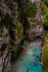 Tolmin gorge during a summer morning in Slovenia