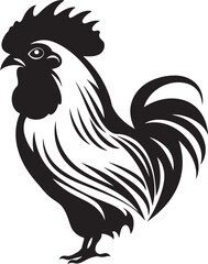 Coop Crew: Roster Chicken Icon in Vector Design Plume Patrol: Vector Logo of Roster Chicken Design
