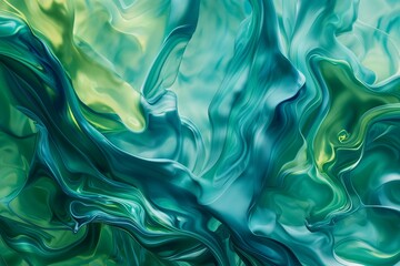 Fototapeta premium Abstract Melting Patterns with Nature-Inspired Green and Blue Hues