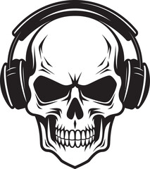 Skele-Sound: Vector Logo of Musical Skeleton Skull Serenade: Headphone Icon with Skeleton