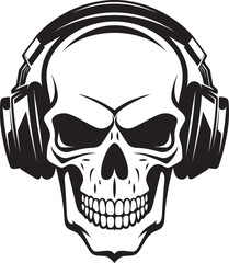 Bone Beats: Logo Design of Skeleton Jamming with Headphones Rhythm Resonance: Vector Icon of Headphone-wearing Skeleton