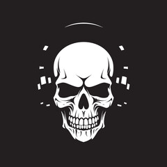 Bone Rhythms: Vector Icon of Headphone-wearing Skeleton Melodic Marrow: Logo Design of Musical Skeleton