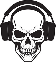 Rhythm Bones: Vector Icon of Skeleton with Headphones Skulltune: Headphone-wearing Skeleton Emblem