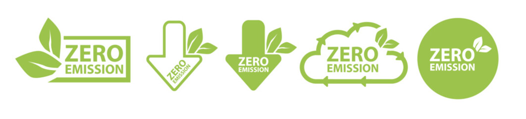 Zero Emission. Carbon neutral. Zero greenhouse gas emissions objective. Vector - obrazy, fototapety, plakaty