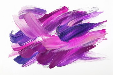 A vibrant pink and purple oil paint stroke isolated on a white background. Lipstick color swatches...