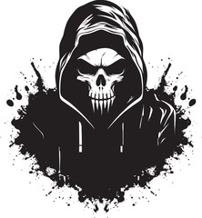 Hooded Haunt: Hoodie-Wearing Skeleton Emblem BoneFusion: Stylish Hoodie Skeleton Graphic