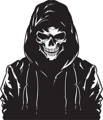 Streetwise Skele: Hooded Skeleton Vector Logo SkeleThreads: Hoodie-Wearing Skeleton Emblem