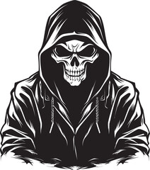 Hooded Haunt: Urban Hoodie Skeleton Graphic BoneFusion: Hoodie-Wearing Skeleton Icon