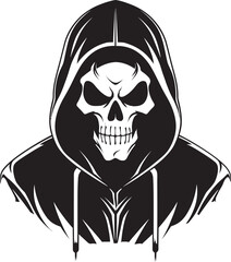 BoneThreads: Urban Hoodie Skeleton Icon Urban Bones: Hoodie-Wearing Skeleton Vector Logo