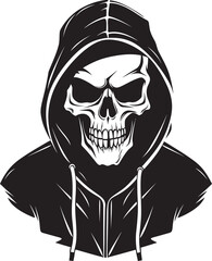 SkeleThreads: Urban Hoodie Skeleton Vector Logo Bone Urbanity: Hooded Skeleton Emblem