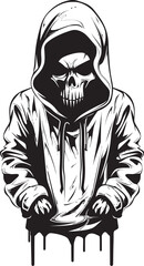 Skull Swagger: Hoodie-Wearing Skeleton Vector Logo SkeleChic: Urban Hoodie Skeleton Emblem