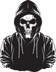 Skele-Chic: Logo Design with Hoodie-wearing Skeleton Skeletal Swag: Vector Emblem of Skeleton in Hoodie