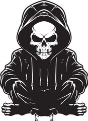 Skele-Fashion: Vector Graphics of Skeleton Wearing a Hoodie Urban Bones: Logo Design Featuring Hoodie-wearing Skeleton